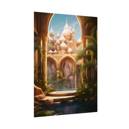 Mythical Desert Oasis: Arabian Nights Inspired Artwork - Poster