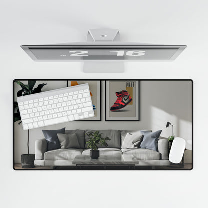 Minimalist Modern Living Room: Neutral Colors & Natural Light Art - Desk Mat