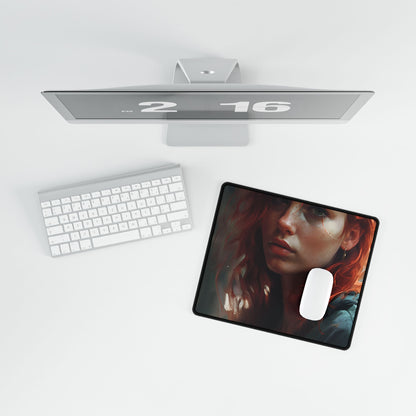Astonishing Redhead Portrait: Realistic Artwork - Desk Mat