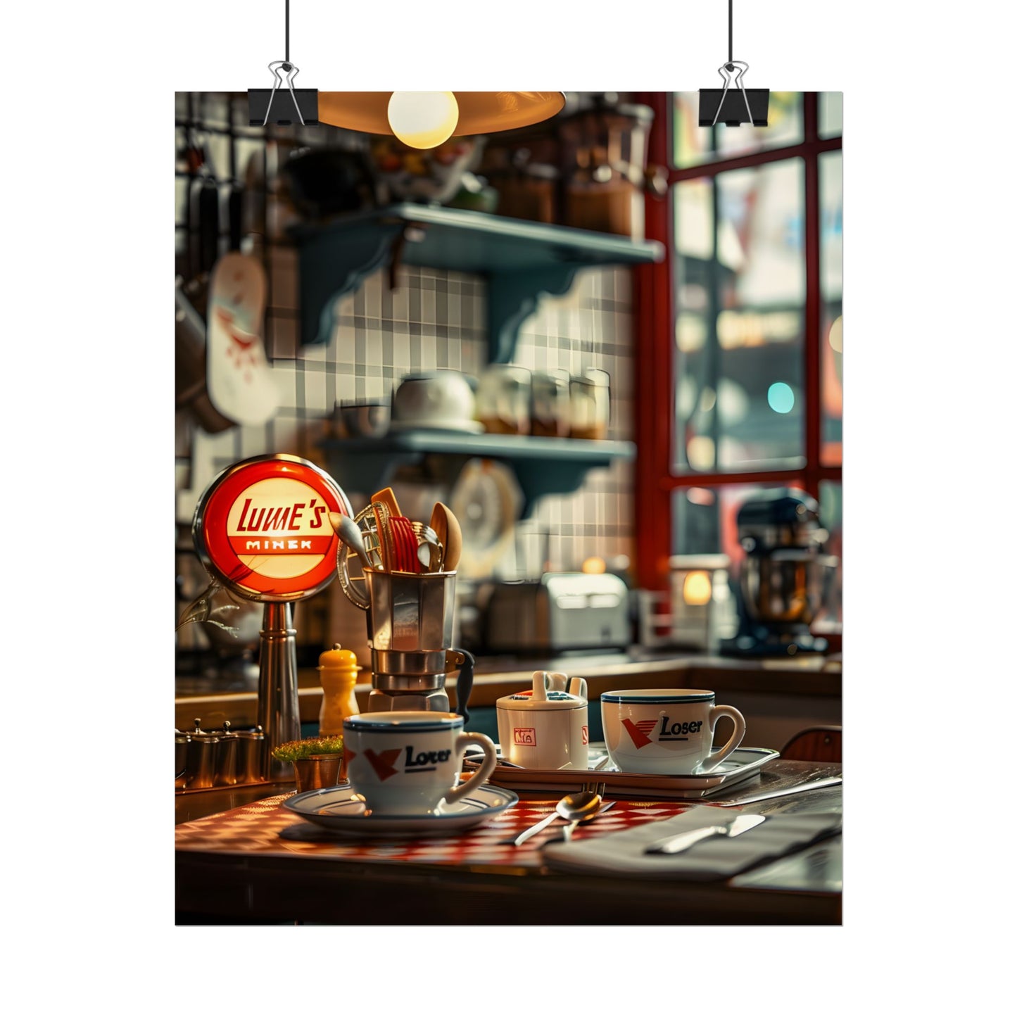 Retro Warmth: Cozy Lukes Diner Coffee Scene Art - Poster