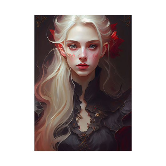 Beautiful Blonde Portrait: A Stunning Female in Black Top - Poster