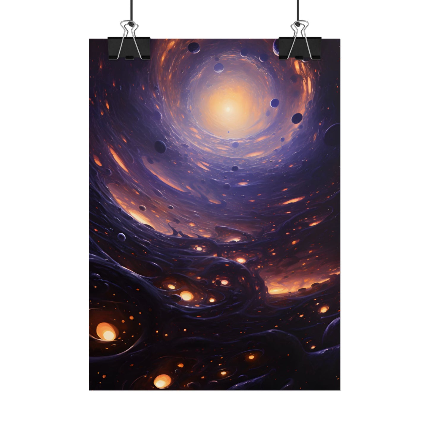 Black Hole Cosmic Encounter: Massive Planet Digital Art - Poster