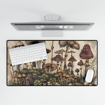 Vintage Mushroom Illustrations: A Collection of Unique Fungi - Desk Mat