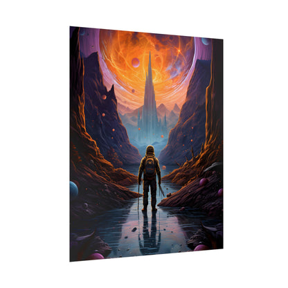 Futuristic Explorer in Wilderness: Sci-Fi Artwork - Poster