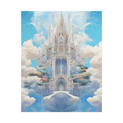 Floating City in Celestial Clouds: Fantasy Artwork - Poster