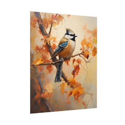 Vibrant Oak Branch: Colorful Leaves Oil Painting - Poster