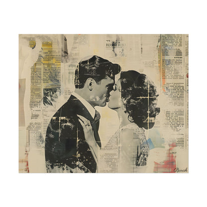 Vintage Romance: Celebratory Couple Art Poster - Poster
