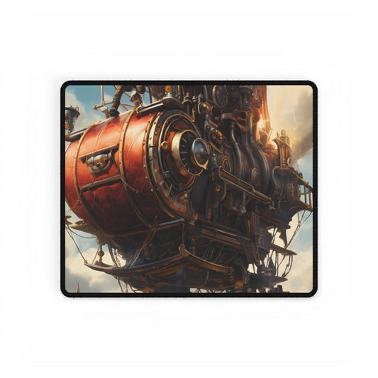 Steampunk Sky-Liner Thrill: Racing Airship in Mid-Air - Desk Mat