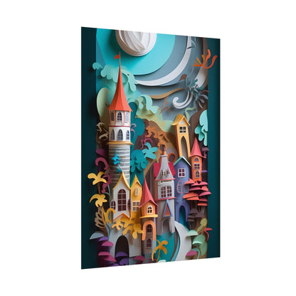 Eye-Catching European Landscape: Paper Quilling Artwork - Poster