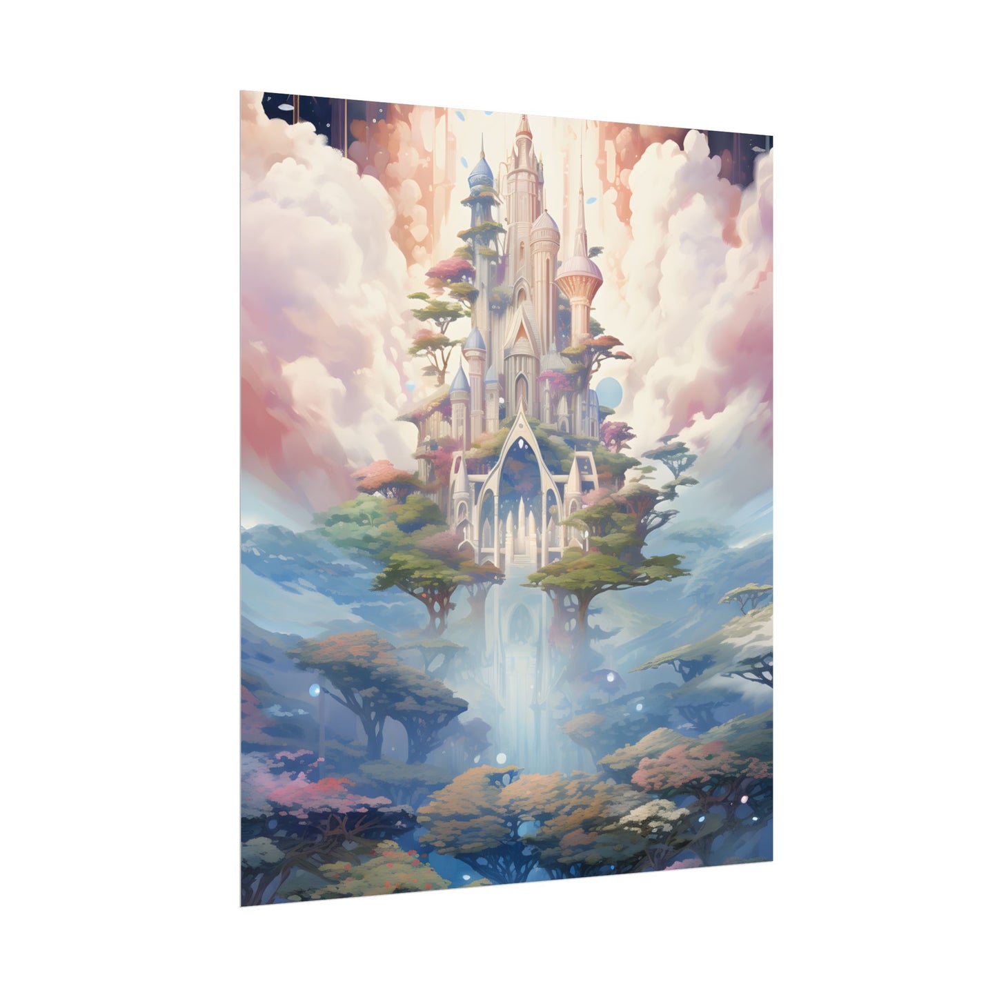 Surreal Floating City in Celestial Fantasy: A Dreamlike Digital Artwork - Poster