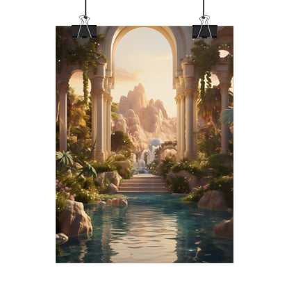 Desert Oasis: Arabian Nights-Inspired Artwork at Golden Hour - Poster