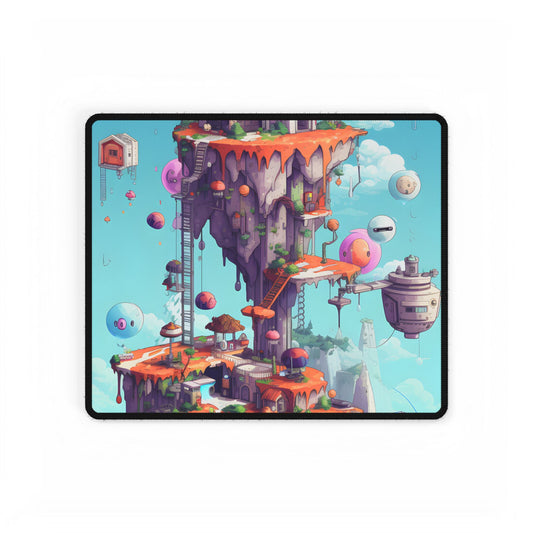 Vibrant Pixel Art: Colorful Cyber Pets World - Desk Mat