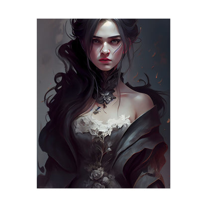 Black Haired Female Portrait: Elegant Outdoor Beauty - Poster