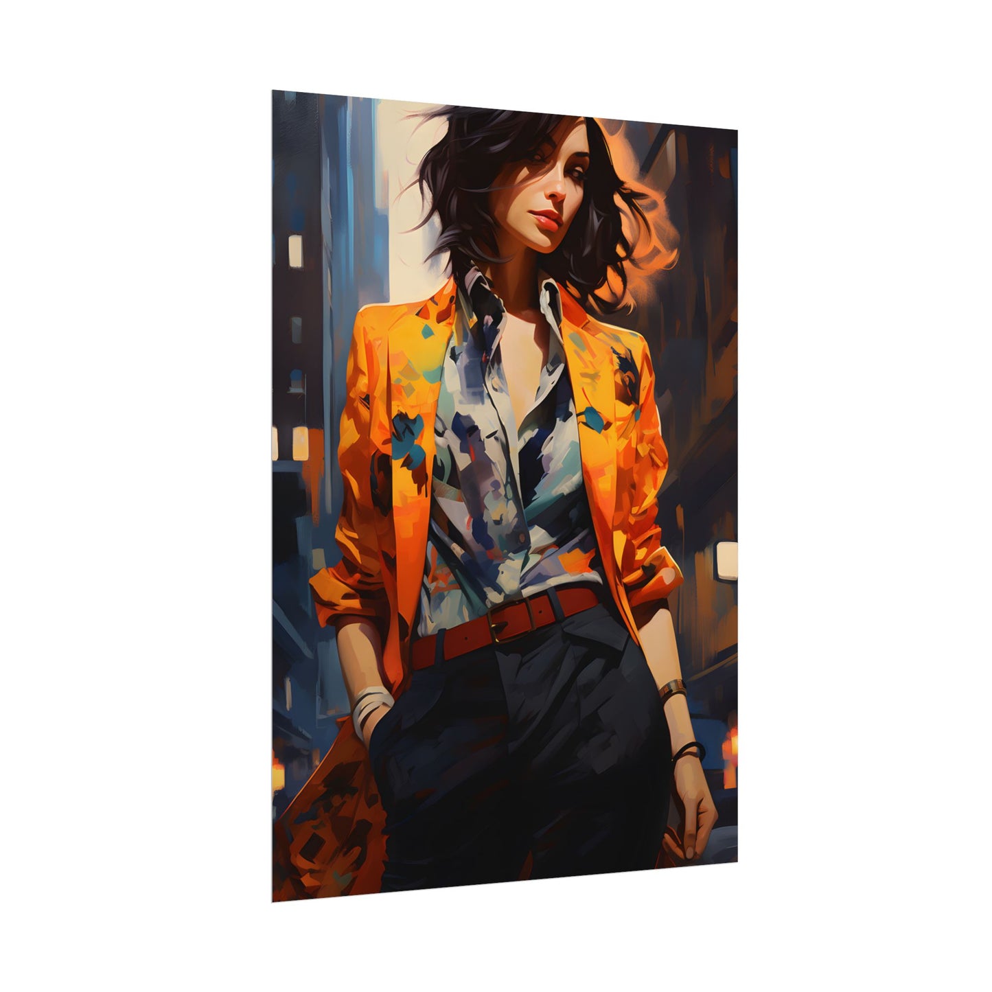 Urban Youthful Portrait: Fashionable City Style Digital Art - Poster