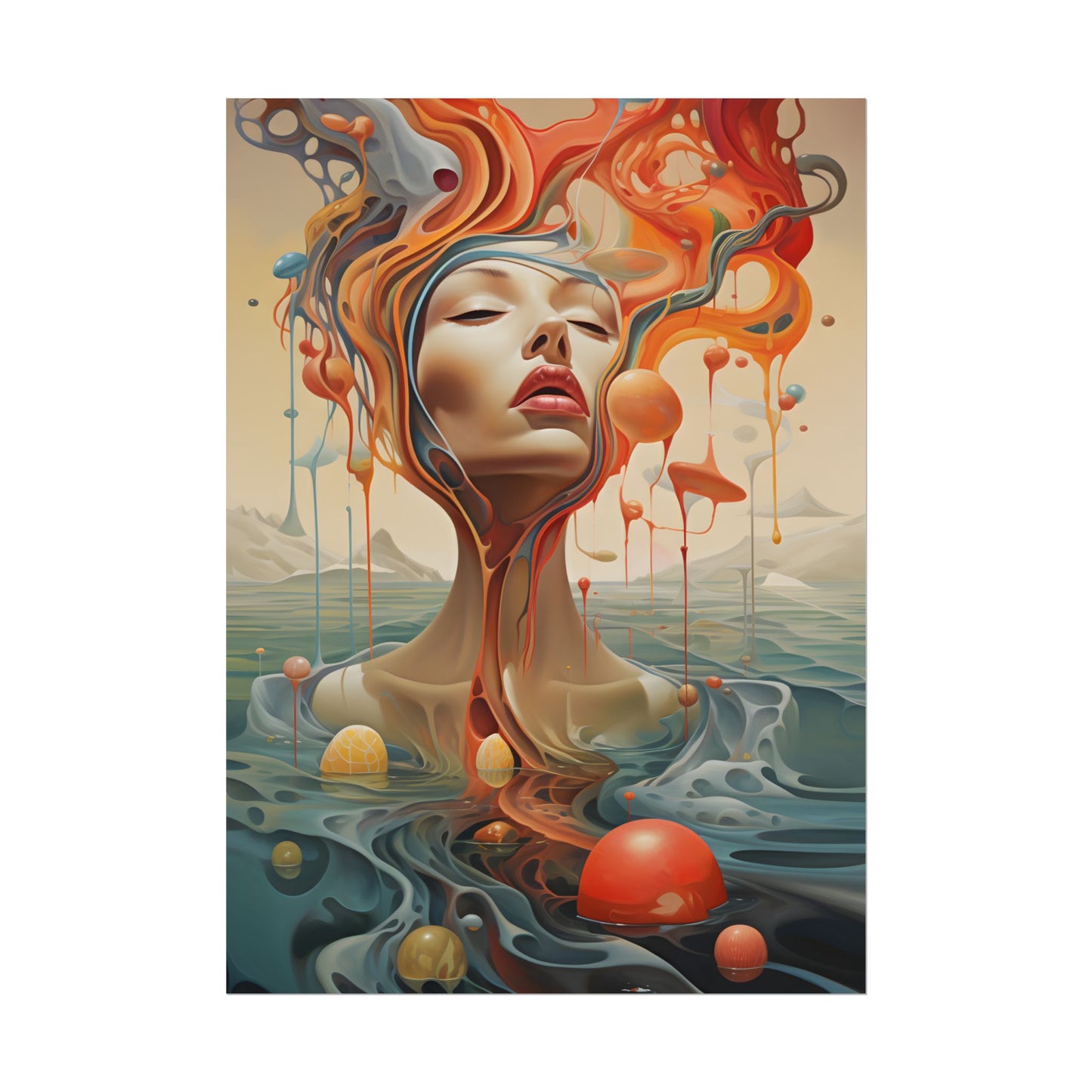 Surreal Dreamscape: Vibrant Psychedelic Colors - Poster