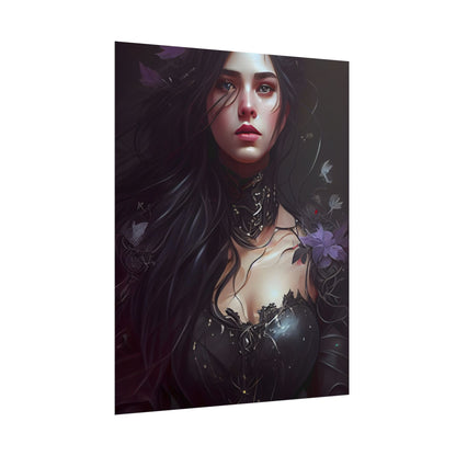 Striking Woman Portrait: Black Hair Artwork - Poster