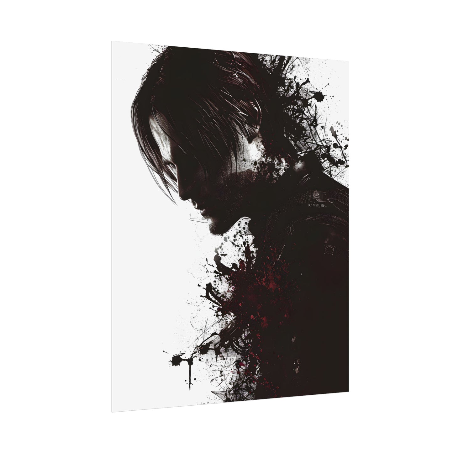 Emerging from Darkness: Blood-Splattered Figure Digital Art - Poster