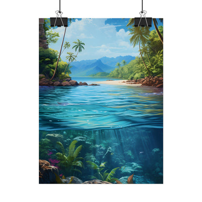 Tropical Island Oasis: Tranquil Tropical Landscape Art - Poster