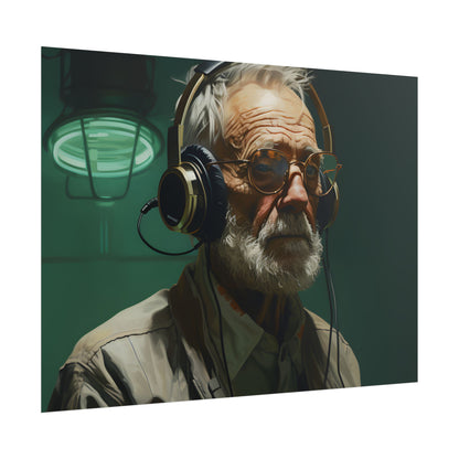 Old Man Connected: Sci-Fi Headset Experiment Digital Art - Poster