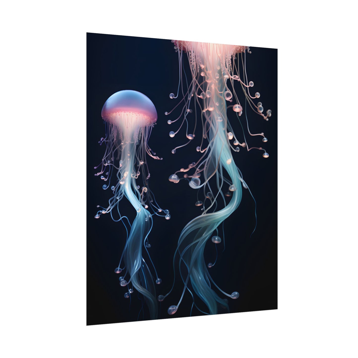 Bioluminescent Oceanic Ballet: Underwater Dancer in Motion - Poster