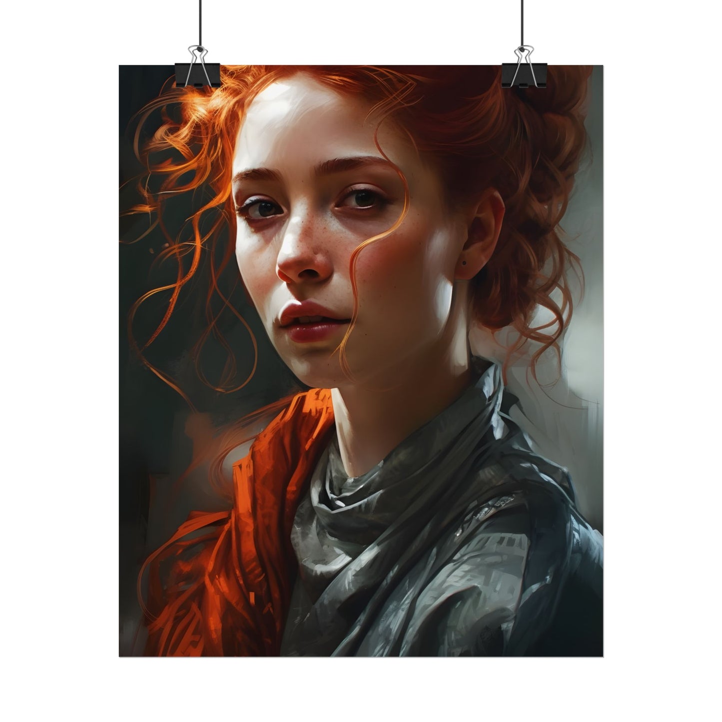 Astonishing Redhead Portrait: Neutral Expression Art - Poster