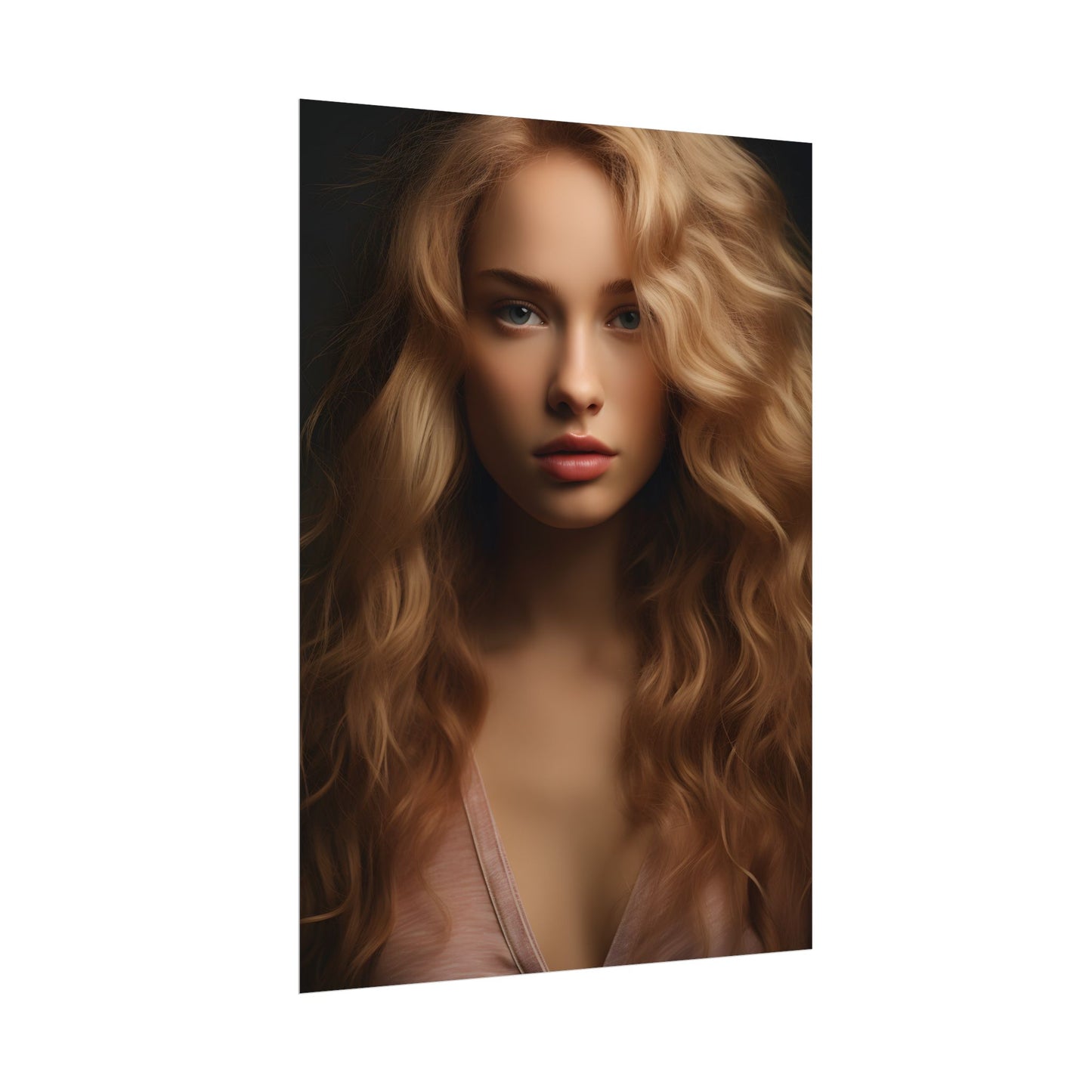 Modern Blonde Woman: Minimalist Style Portrait - Poster