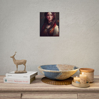Vibrant Portrait: Brown Hair, Green Eyes Artwork - Poster
