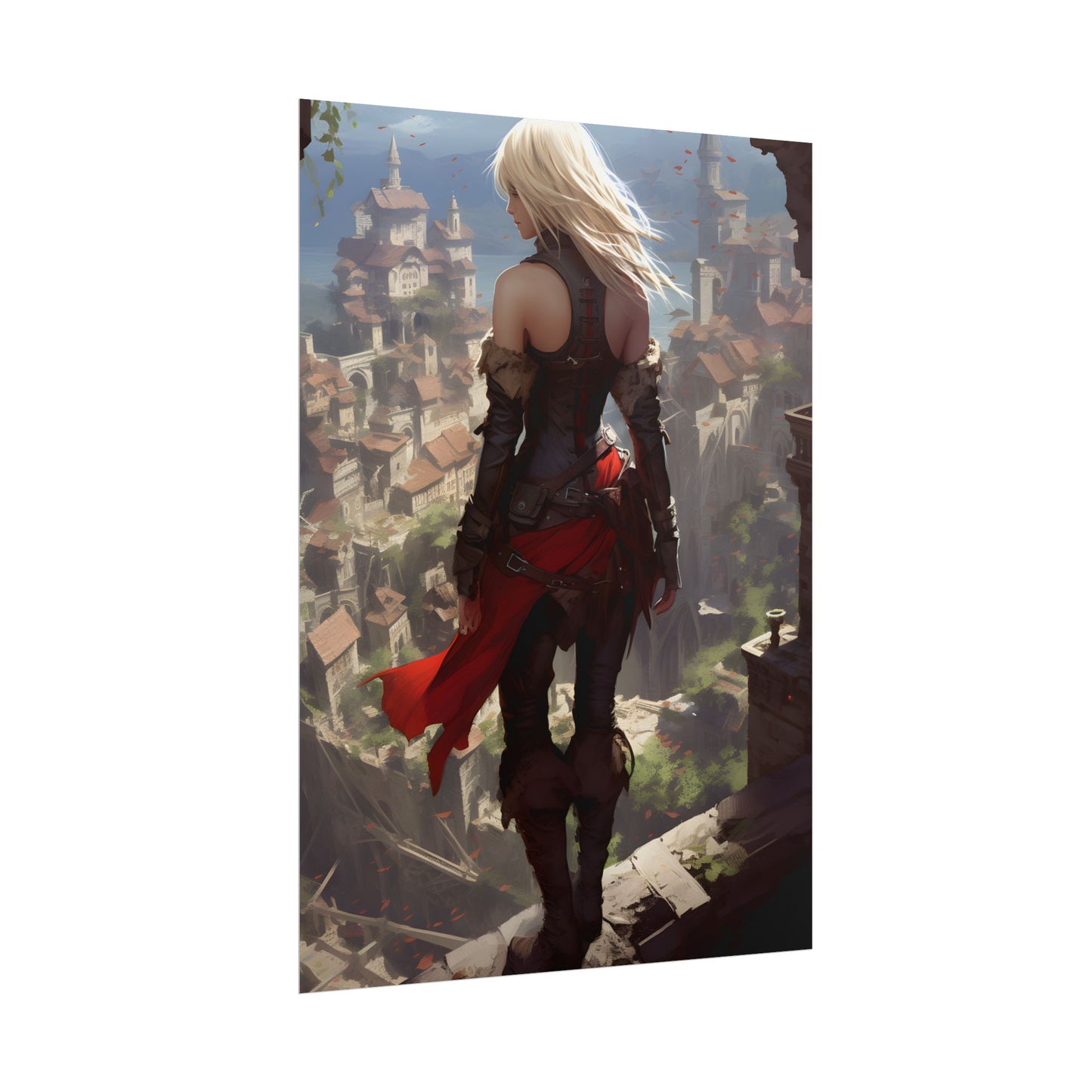 Blonde Anime Bloom: Calming Outdoor Artwork - Poster
