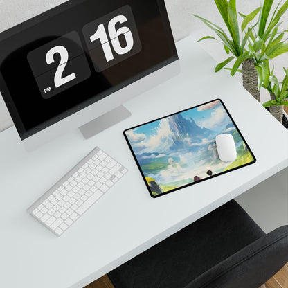 Colorful Meadow Friends: A Joyful Landscape Scene - Desk Mat