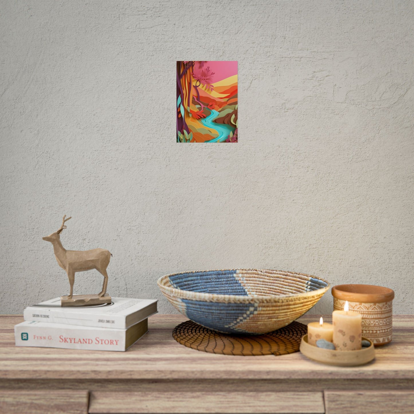 Vibrant Paper Quilled Canyon: Eye-Catching Landscape Art - Poster