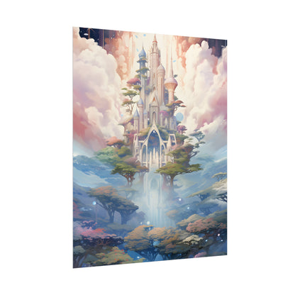 Surreal Floating City in Celestial Fantasy: A Dreamlike Digital Artwork - Poster