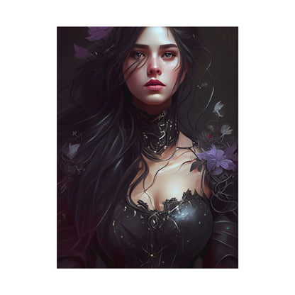 Striking Woman Portrait: Black Hair Artwork - Poster