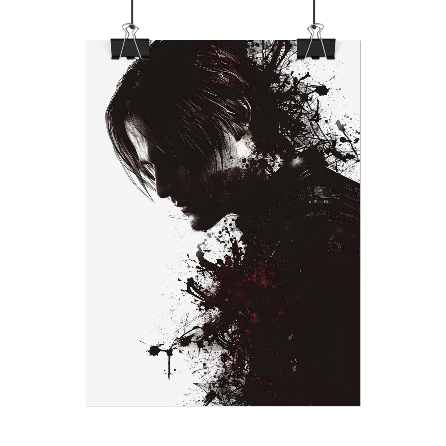 Emerging from Darkness: Blood-Splattered Figure Digital Art - Poster