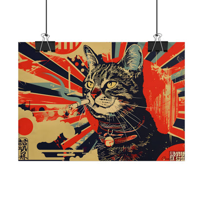 Whimsical Urban Wildlife: Cat Art in a Bolstered Setting - Poster