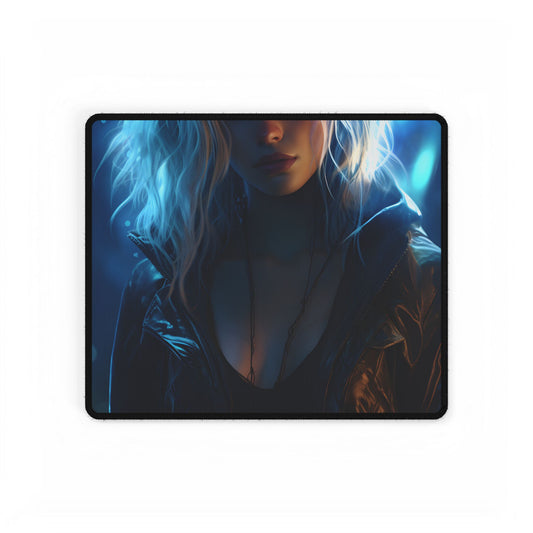 Cyberpunk Teenage Beauty: Close-Up Digital Art - Desk Mat
