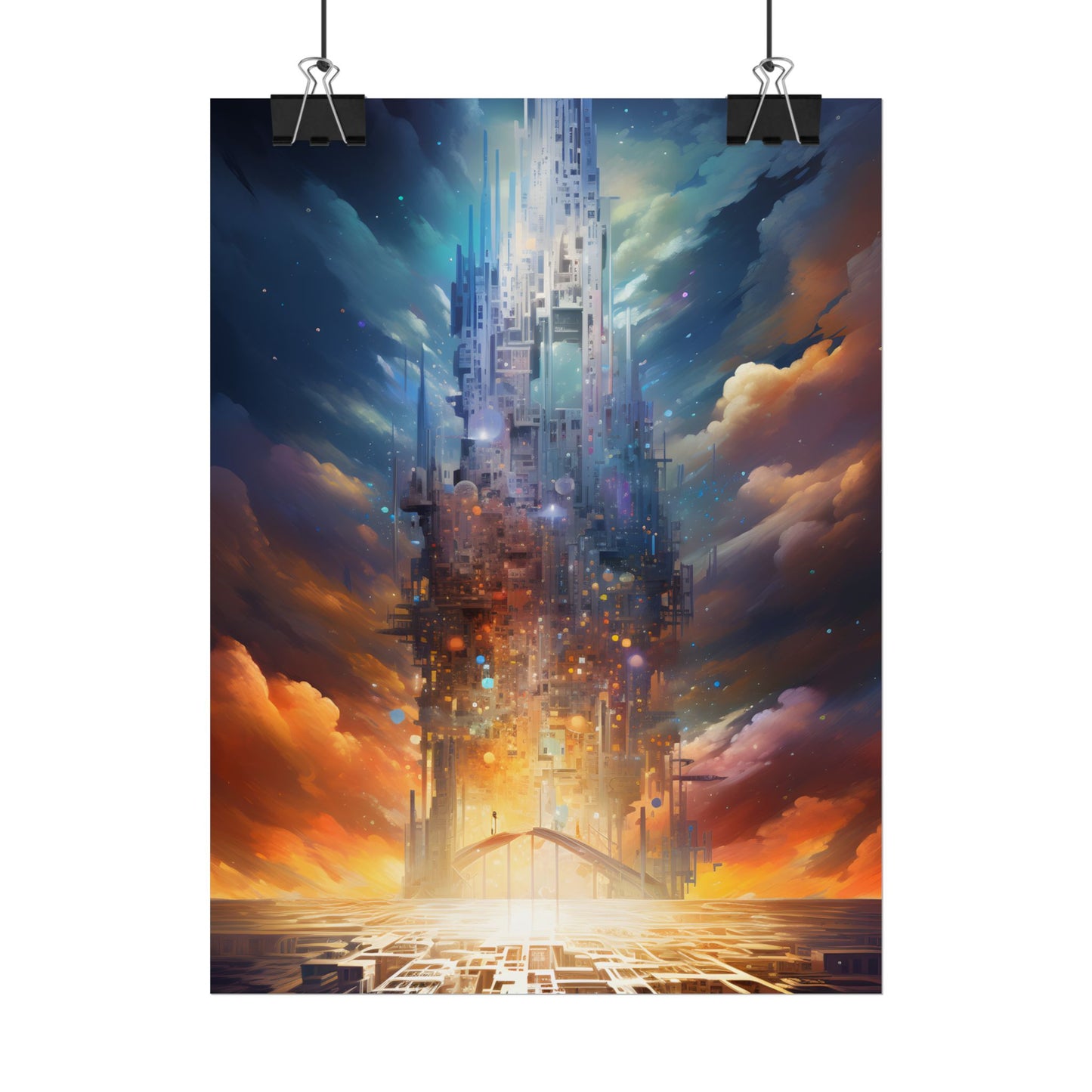 Vibrant Cyber Dreamscape: Abstract Digital Artwork - Poster