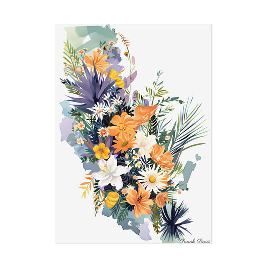 Whimsical Florida Map: Playful Art Illustration - Poster