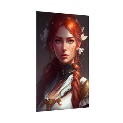Elegant Redhead Portrait: Dark Background Artwork - Poster