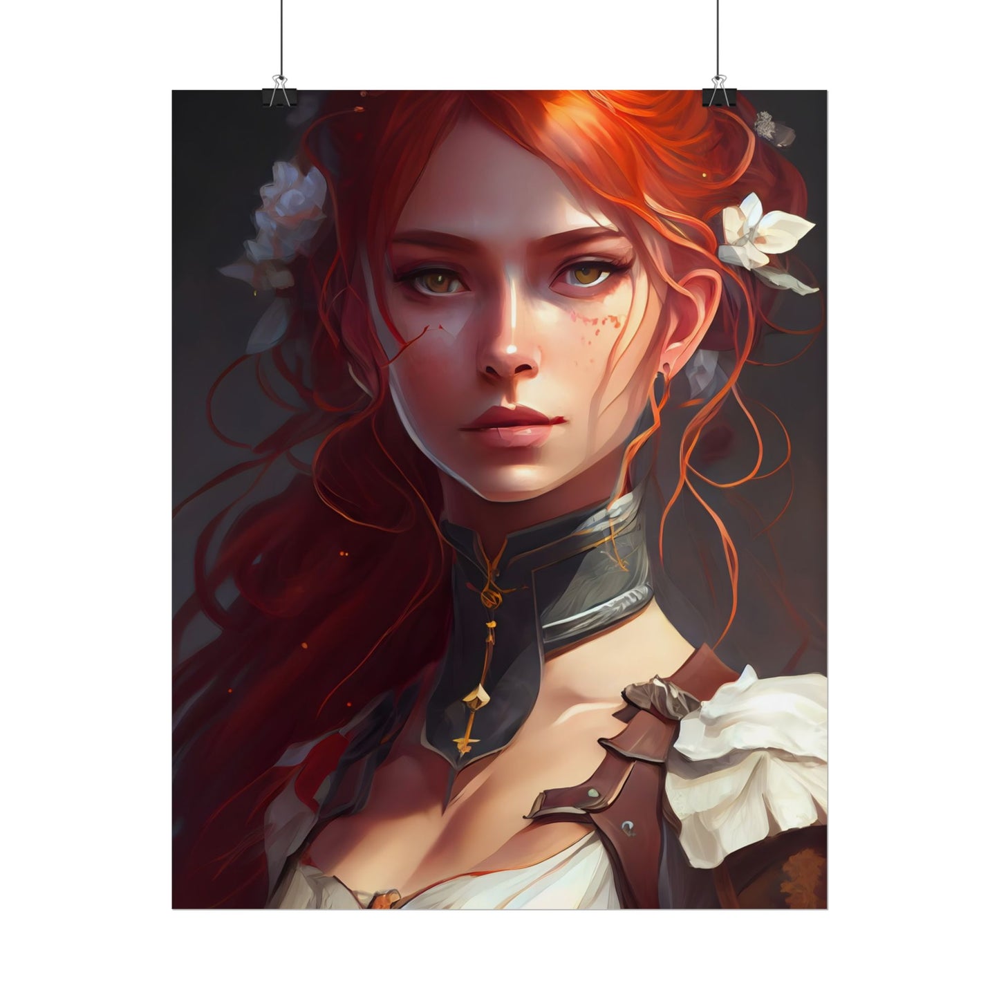 Redheaded Beauty: Formal Portrait in Dark Dress - Poster