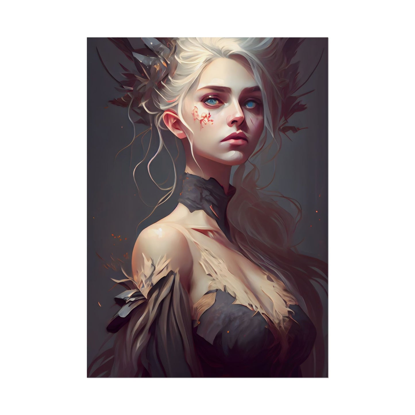 Elegant Blonde Portrait: Outdoor Woman in Dress - Poster