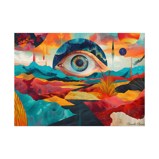 Surreal Landscape: Giant Eye in a Barren World - Poster