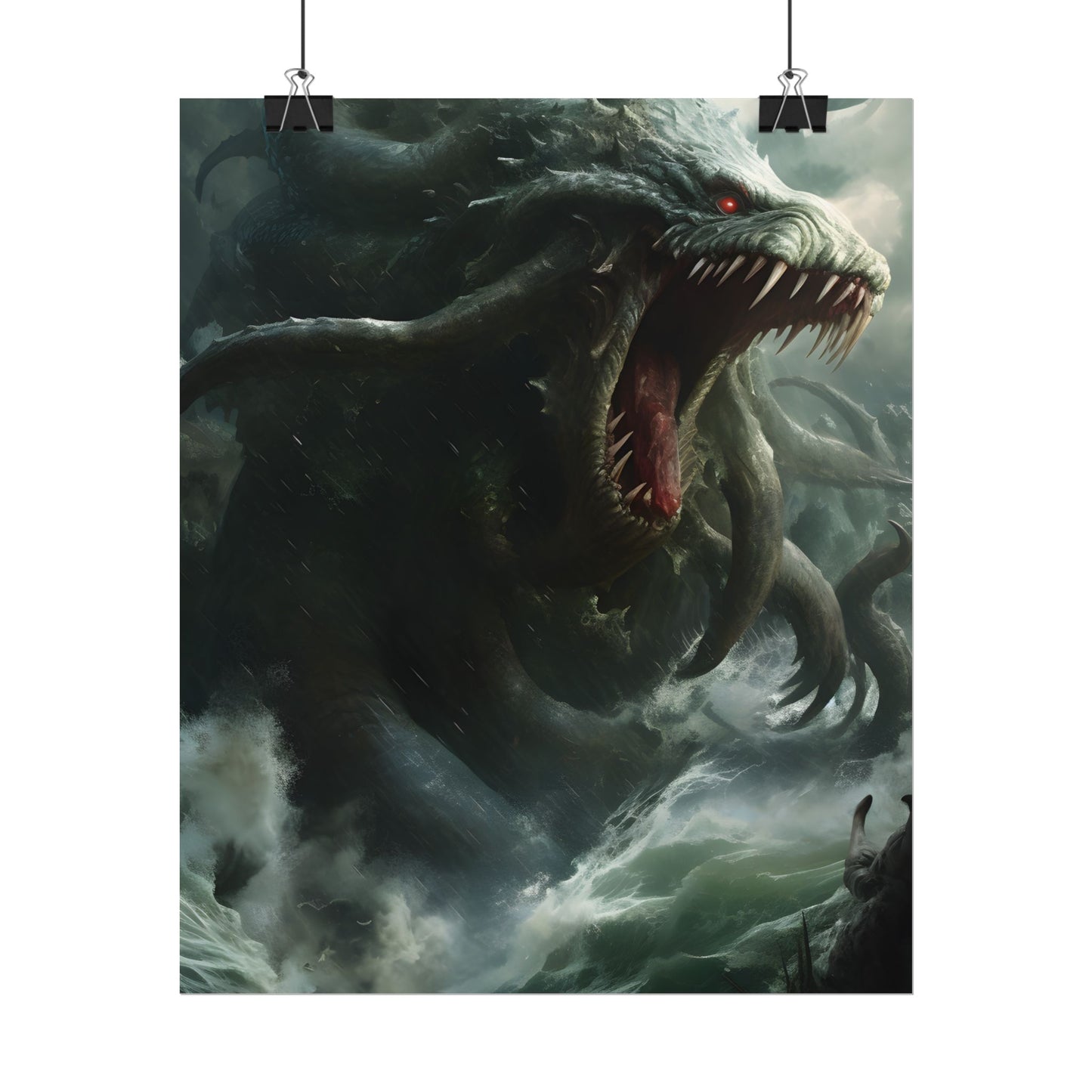 Mythic Ocean Terror: Ancient Sea Monster with Six Tentacles - Poster
