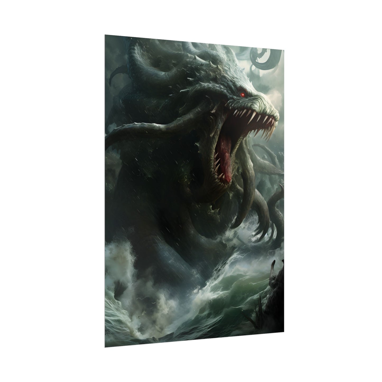 Mythic Ocean Terror: Ancient Sea Monster with Six Tentacles - Poster