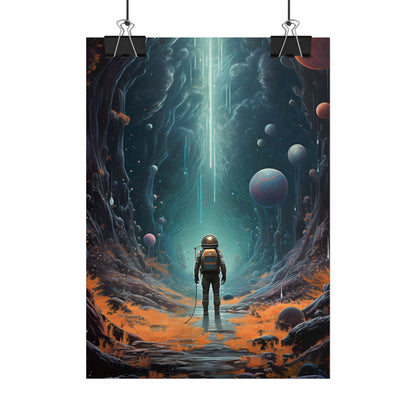 Futuristic Explorer: Sci-Fi Wilderness Encounter Digital Art - Poster