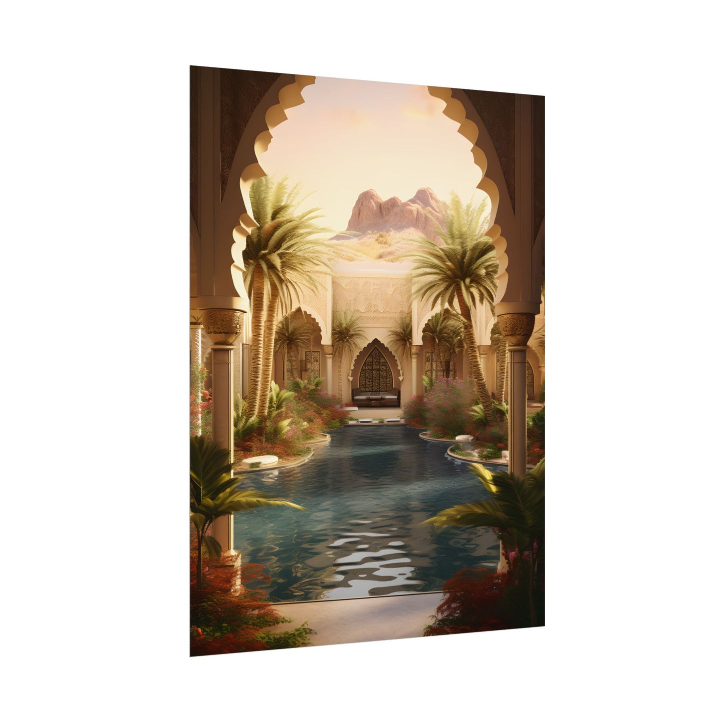 Serene Desert Oasis Art: Arabian Nights-Inspired Print - Poster