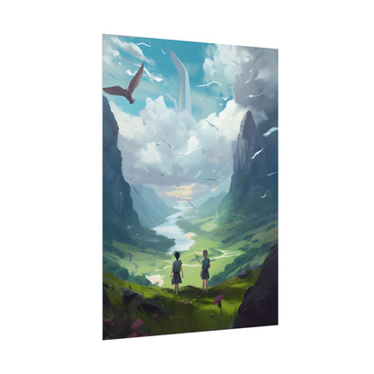 Tranquil Meadow Figures: Realistic Painting of People - Poster