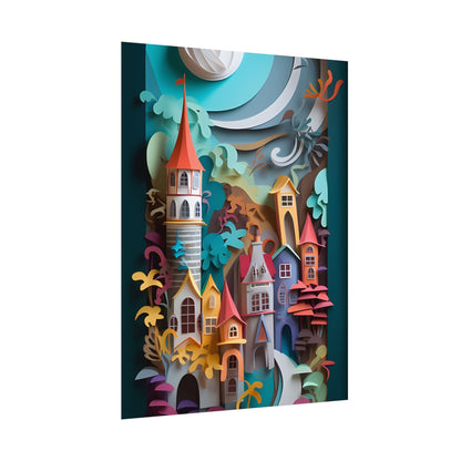 Eye-Catching European Landscape: Paper Quilling Artwork - Poster