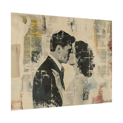 Vintage Romance: Celebratory Couple Art Poster - Poster