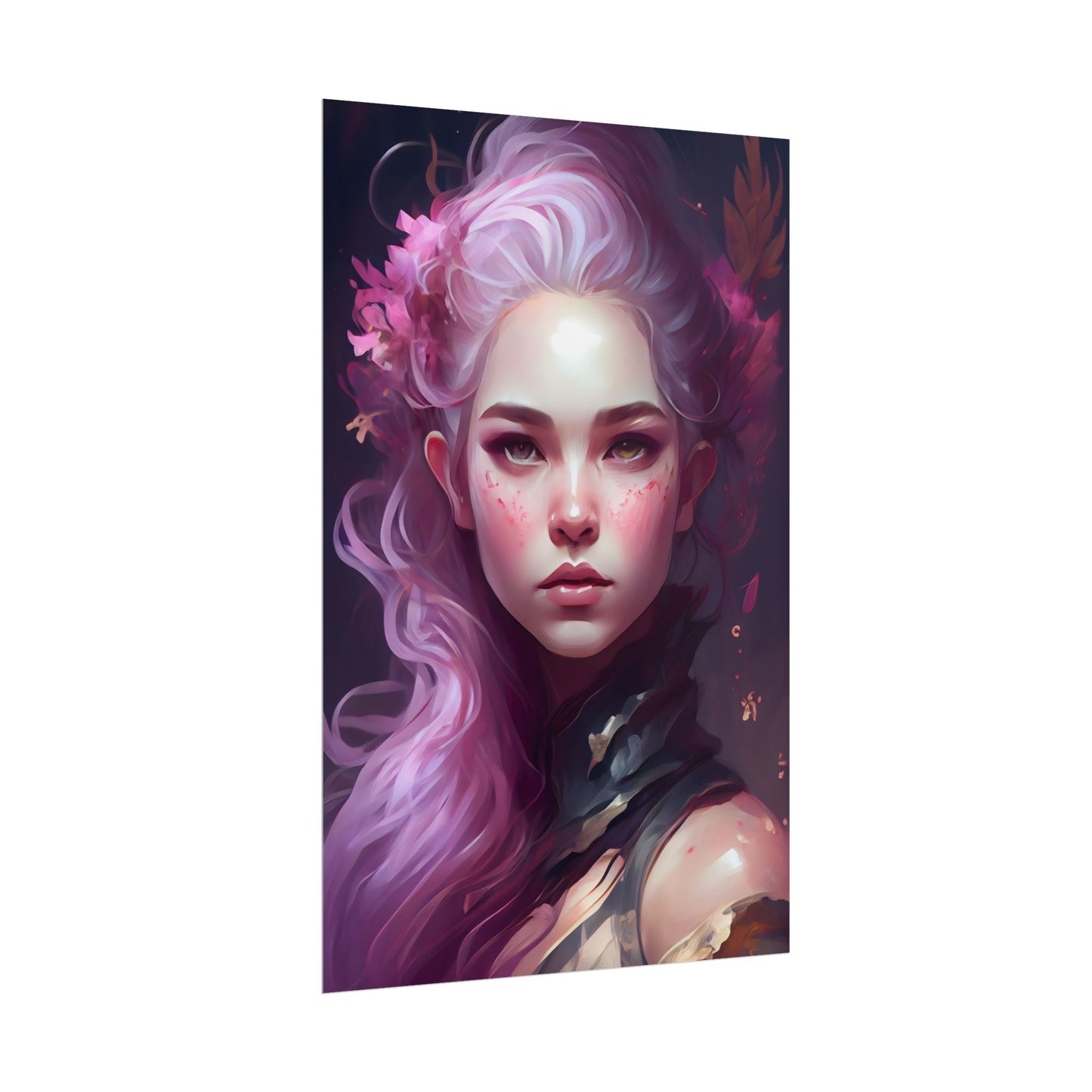 Astonishing Female Portrait with Pink Hair: Dre Artwork - Poster