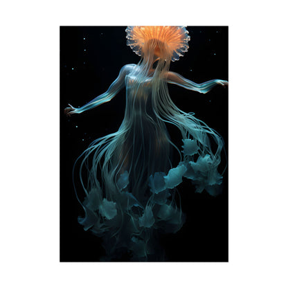 Underwater ballet of luminescent beauty: A dance in motion with oceanic harmony - Poster